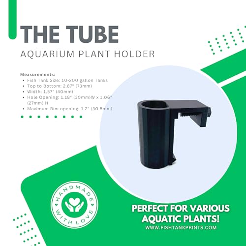The Tube 3D Printed Aquarium Plant Holder - Pothos & Stemmed Plants - Aquascaping & Fish Tank Tool Holder for 10-200 Gallon Rimmed Tanks