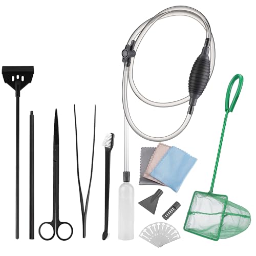 7 Pieces Fish Tank Vacuum Gravel Cleaner Kit with Aquarium Cleaning Kit, Gravel Vacuum for Aquarium Water Change and Remove Dirt Sand