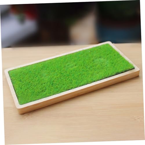 Garneck Resin Ornament Display Stand Tray and Artificial Grass Mat for Handicrafts Figures Dolls and Jewelry Organization Home Decor