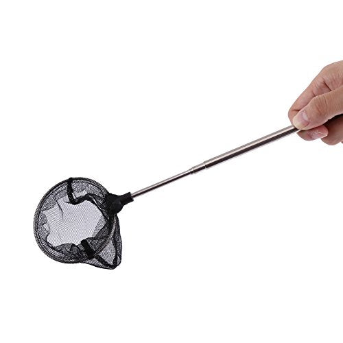 Zerodis Fish Tank Landing Net Fish Tank Cleaning Tools Adjustable from 16Cm to 44Cm with Hanging for Aquarium Shrimp Square Round Landing Net Telescopic - size: Round