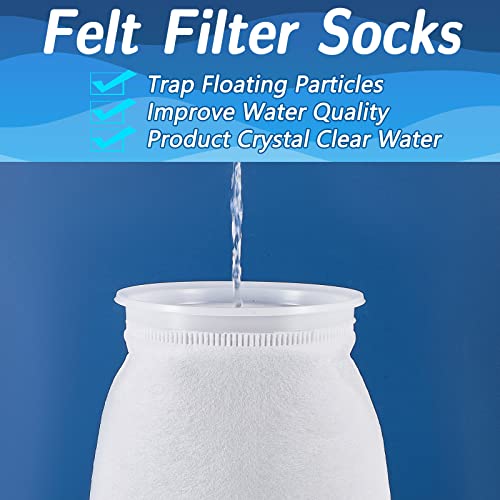 Jecery 8 Pcs 7 Inch Aquarium Filter Socks, 200 μm Ring Felt Filter Bags 7 x 16 inches Sump Socks for Saltwater Aquarium Fish Tank Freshwater - size: 7 x 16 inches