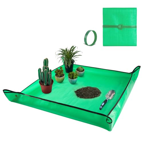 HNXTYAOB Extra Large Waterproof Potting Mat for Indoor Plants Transplanting and Dirt Control, Square Repotting Mat Portable Succulent Potting Tray Gardening Gift for Plant Lovers (39.5"x39.5") - color: Pale Green, size: Extra Large 39.5" x 39.5"