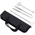 4 Pcs Tools Kit, for Aquarium Aquatic Plants, Stainless Steel Tweezers, Scissors, Spatula Set, Canvas Bag, for Fish Tank Care