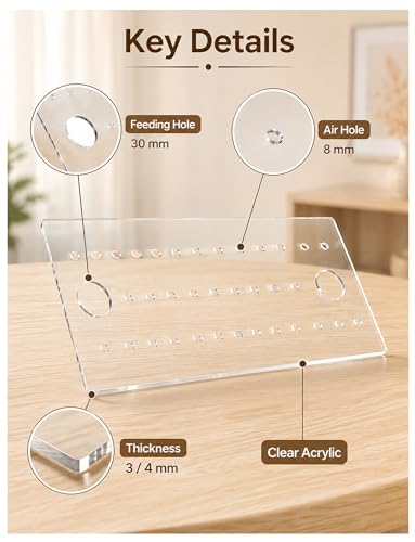 Acrylic Fish Tank Lid with 30 mm Feeding Holes and 8 mm Air Holes, Clear Aquarium Cover for Home, Retail, and Facility Tanks(3mm/70.7X26.5cm) - size: 3mm/70.7X26.5cm