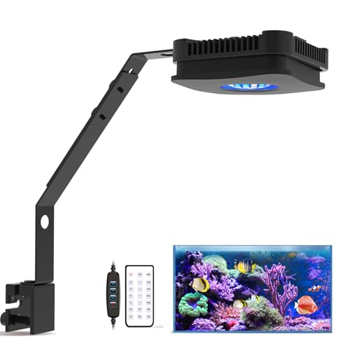 Lominie LED Aquarium Light Saltwater Aquarium Lamp 30W Full Spectrum with Remote Dimmable Nano Coral Reef Light for Fish Tank with Bracket - color: P30 saltwater