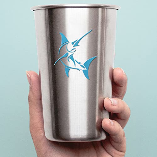 2 Pcs - Decal Stickers of Stylized Marlin Fish (Azure Blue) Premium Waterproof Vinyl Decal Stickers for Laptop Phone Accessory Helmet Car Window Mug Tuber Cup Door Wall ANDSKUS512501BE070722 - color: Azure Blue, size: 3.8'' x 4.4''