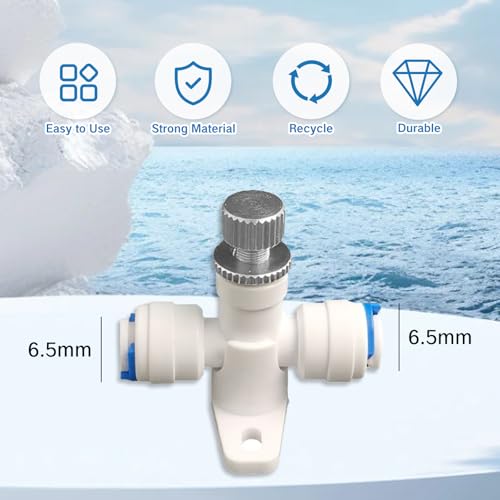 Needle Valve 1/4" Water Flow Control Regulator Pressure Reducer Restrictor Hose Meter Regulator for RO Filter System Adjustable Waterflow Speed Controller Connector Fitting