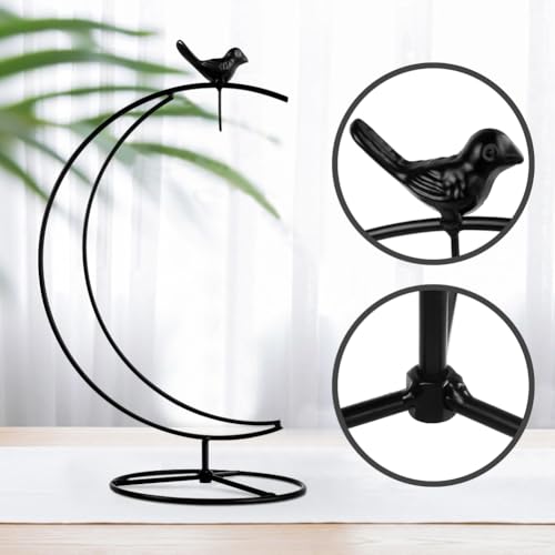YY YEARCHY Ornament Display Stand Metal Stand Terrarium Air Plant Stand Flower Pot Holder Iron Pothook Stand for Hanging Glass Globe Ball - color: Black, size: 10"x7"x4.8"