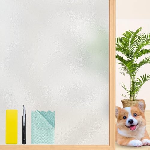 Niviy Frosted Glass Window Privacy Film Decorative, 78.7 x 23.6 Inch Static Cling Bathroom Window Frosting Film Day and Night Privacy Frosted Windows Cling Home Glass Door Cover - color: Pure, size: 23.6"x 78.7"
