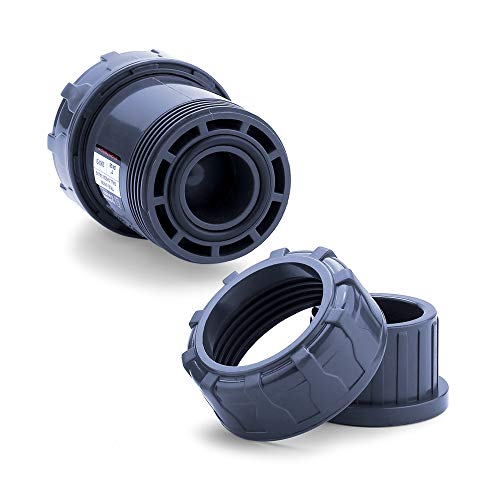 Sharkfellow 1’’ PVC True Union Ball Check Valve with Full Port, ASTM F1970, with EPDM Seals, Corrosion-Free, Service Free, Rated at 200 PSI @73F, Gray, 1 inch Socket (1'') - size: 1''