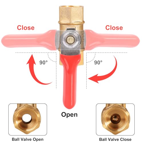 1/4 Inch Valve Npt Air Compressor Brass Heavy Duty Valve double Female Shut off Switch 1/4 NPT Thread Pipe Fitting (Double Female 3PCS) - color: Female x Female 3PCS