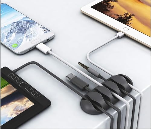 OHill Desk Cable Management Cord Organizer, 16 Pack White Self Adhesive Cord Holder Cable Clips, Ideal Cable Organizer Wire Keeper for Desk, Nightstand, Phone Charger, Computer, Home, Office, Car - color: White, size: ‎16-Pack