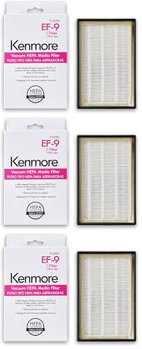 Kenmore 53296 EF-9 Media Vacuum Cleaner Exhaust Filter for Upright and Canister Vacuums, White (Pack of 3) - size: (Pack of 3)