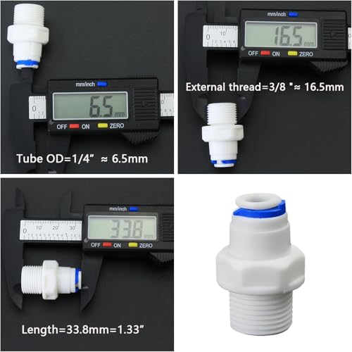 3/8"M to 1/4" Tube Push-Fit Adapter | Quick-connect adapter for RO reverse osmosis water filter systems, beverage dispensers & water purifiers. - size: 3/8"MPT to 1/4" QC Straight Adapter