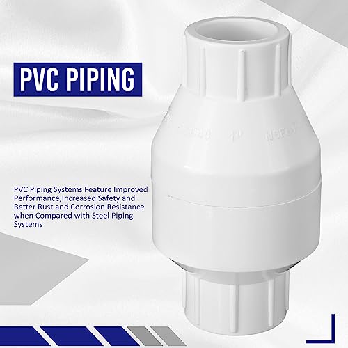 Geetery 2 Pcs 1 Inch PVC Inline Check Valve Solvent Connections White Plastic Backflow Preventer Pipe Fittings Check Socket Schedule - size: 1 Inch