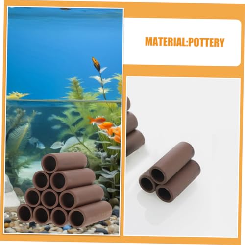 HANABASS 2pcs Pottery Shrimp Habitat Ornament Aquarium Breeding Shelter Fish Tank Hiding Spots Durable Spawning Tube Decorations for Shrimp and Betta Fish Care