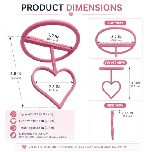 Floating Heart Betta Training Ring, Heart Active Betta Training Ring, Floating Feeder, Enrichment Toys for Aquarium Decor, Pink, 3.8in x 3.7in (Black, Single) - color: Black, size: Single