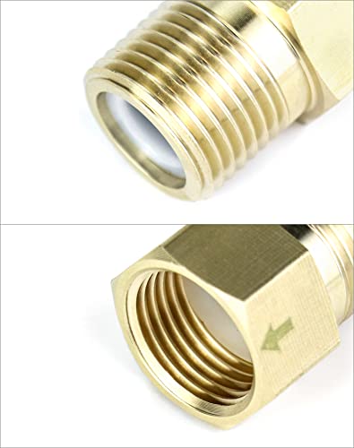 QWORK Brass One-way Check Valve, 1/2 inch Male G Thread to 1/2 inch Female G Thread - Backflow Preventer for Water Tower, Water Heater, Toilet, 2 Pack