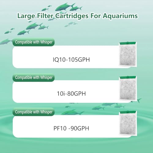 6 Pack Aquarium Filter Cartridge Compatible with Whisper Power Filters,Medium Replacement Filter Cartridges for 10i/PF10/IQ10 - size: 6-Pack