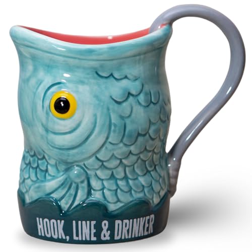 Boxer Gifts Gag Fishing Coffee Mug - Hook Line & Drinker - Funny Fish Gifts For Men - Unique Present For Bass Fisherman