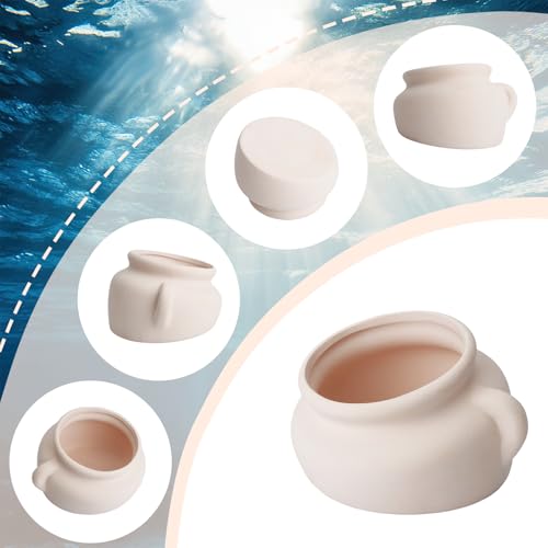AnRui Pottery Jar Natural Fish Tank Decortation Aquarium Decor Betta Cave Hideout Ornament Accessories for Fish, Shrimp, for Fish Tanks of 5/10/15 Gallons, Beige
