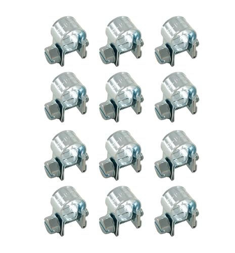 12pcs Gas Line Clamp(8-10mm), Zinc Plated Mini Fuel Hose Clamp Adjustable Tube Clamp for Pipe Fuel Line - size: 8-10mm