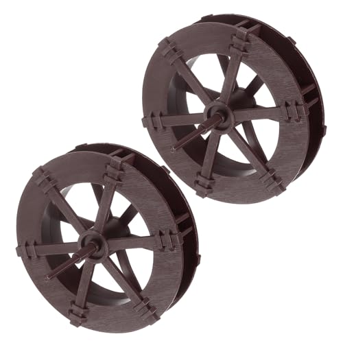 uxcell 2 Pcs Fountain Water Wheel, 3.9 Inch Desktop Fortune Statue Aquarium Wheels Decor Water Fountains Wheel Brown - color: Brown, size: 3.9 Inch