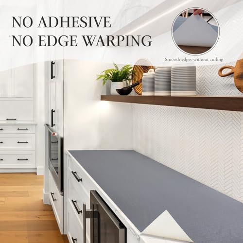 Beautysaid Shelf and Drawer Liner for Kitchen Cabinet, Non Adhesive Non Slip Shelf Paper Waterproof Washable Thickened for Dresser Pantry Shelve Bathroom Protector Liner(Gray,12 in x 20FT) - color: Gray, size: 12"W x 236"L