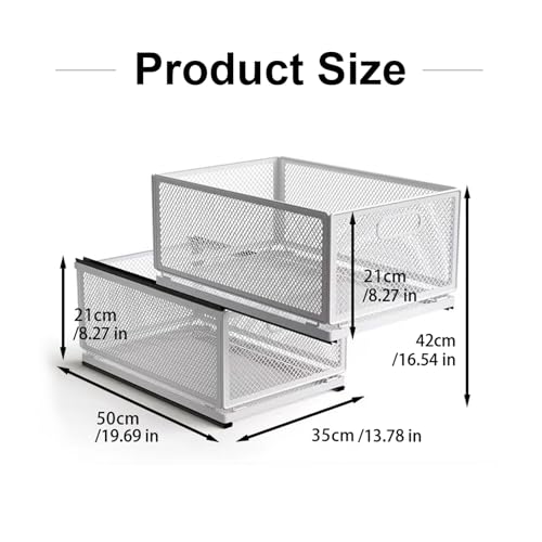 Pull Out Cabinet Organizer, Slide Out Drawers Fixed with Adhesive Nano Film, Pantry Shelves Sliding Drawer Storage Organization for Kitchen (Double Layer 19.7 * 13.8 * 16.5inch/50 * 35 * 42cm) - size: 19.7*13.8*16.5inch/50*35*42cm