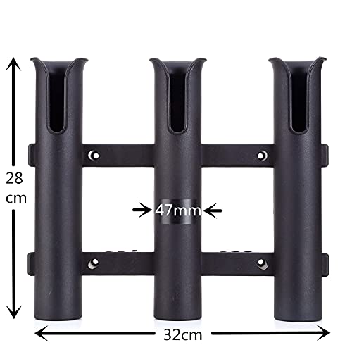 Wall Mounted Fishing Rod Holders Tubes Links Fishing Rod Holder Rack Rests (3-pole-black) - color: 3-pole-black