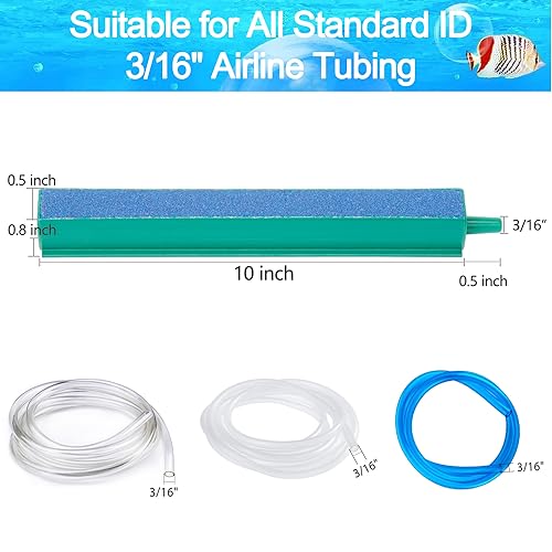 Aquarium Air Stone 10 Inch Long Air Stone Bar Kit with Square Oxygen Diffuser Bubble Release Mineral Airstones for Fish Tank Pumps DWC Bucket Reservoir Pond - color: Blue, size: 10 Inch