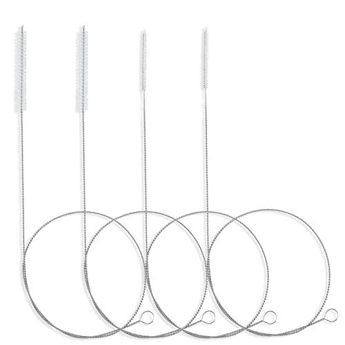 25 Inches Flexible Tube Brush, Extra Long Straw Brush, Pipe Cleaner Brush for Cleaning Straw, Feeding Tube, Siphon Hose, Drain Clog, 4PCS (White) - color: White