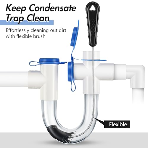 3 Pcs Condensate Trap Flexible Drain Brush, 16 Inch AC Drain Line Cleaning Brush for AC & HAVC Condensate P Trap, Black - color: Black, size: 16 Inch