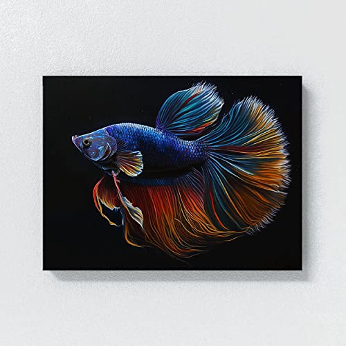Sense Canvas Betta Fish Realistic 1 Canvas Art - Home Decor Wall Art Print Poster Painting Large 40x30 / 0.75"