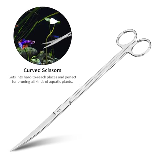 Ohtomber Aquascape Tools Aquarium Kit - 4PCS Terrarium Supplies Include Long Tweezers for Terrarium, Feeding Tongs, Aquarium Scissors, Algae Scraper for Fish Tank Cleaning Plant Trimming