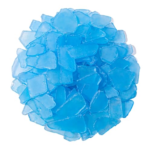 Keedolla Tumbled Sea Glass for Crafts - 10 OZ Sky Blue Seaglass Pieces Flat Frosted for DIY Art Crafts, Vase Filler, Beach Weddings, Aquarium and Home Decor - color: Sky Blue, size: 10 OZ / 0.63 LB