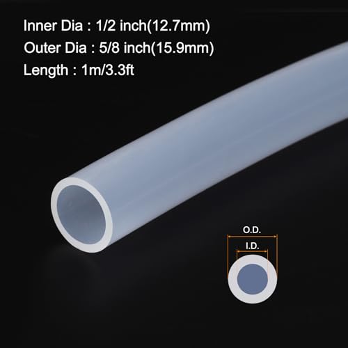 3.3ft 1/2" ID x 5/8" OD Silicone Tubing Clear 12.7mm x 15.9mm Industrial Plastic Tubing Pure Silicone Hoses for Pump Siphoning Draining Irrigation Brewing - color: Clear, size: 1/2" x 5/8"