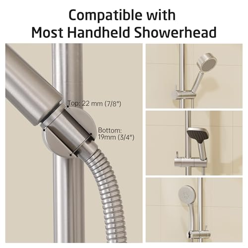 KES 30-Inch Shower Slide Bar with Adjustable Handheld Shower Head Holder, Reuse Existing Holes, SUS304 Brushed Stainless Steel Wall Mount for Bathroom, Drilling Required, F209S78-BS - color: Brushed Finish, style: 30.7-Inch+Drill Mounted