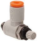 SMC AS1211F-U10/32-01 Air Flow Control Valve with Push-to-Connect Fitting, PBT & Nickel Plated Brass, Elbow, 1/8" Tube OD x 10-32 UNF Male