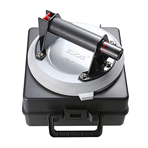 8" Glass Suction Cup Heavy Duty Hand-held Glass Lifter, Industrial Vacuum Lifter with handle for Granite Lifting &Window Replacement, 400 lbs Load Capacity/Carring Case（Gray suction cup） - size: 8" glass suction cup