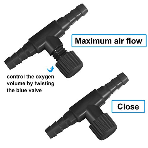 30 Pcs Aquarium Air Valve, T Shaped Fish Tank Air Control Valve Single Way Aquarium Pump Valves Plastic Flow Control Regulator Aquariums Pump Accessories for Fish Tank 3/16" (4mm) ID Tubing(Black)