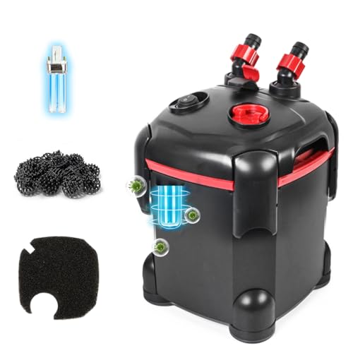 PONDFORSE Canister Filter, External Aquarium Filter Ultra-Quiet Water Circulation Cleaning Machine with Media for Fish Tanks and Aquariums - size: Small