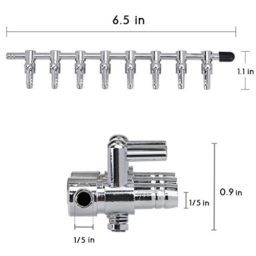 Pawfly 8-Way Aquarium Gang Valve Air Flow Control Lever Valve Distributor Splitter with Airline Connectors - color: 8-Way