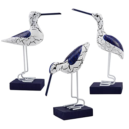 FERCAISH Wooden Seabird Figurine Ornament, New Nautical Style Sea Bird Table Top Ornament for Bedroom, Living Room,Restaurant Decoration, Desktop Decor DIY Craft(3 Pcs)