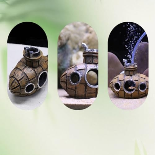 Fish Tank Decoration, Retro Submarine Design, Aquarium Resin Fish Tank Accessories, Providing Hidden Cave Shelters for Fish