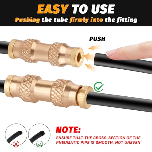 1/8" DOT Push to Connect Air Fittings, (One-eighth of an Inch) Push-In D.O.T Brass Fittings for Air Brake Lines of Trailers and Industrial(Pack 4) - color: 4PCS DOT Push-to-Connect, size: 1/8" Od