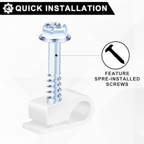 Cable Clips with Screws Fastener 1/4 Inch (6 mm) - All Weather Wire Clips for Coaxial, Ethernet,Electrical Cables,Brick/Stucco Siding Clips, UV-Resistant for Outdoor Wall Mount,50 Pack,White - color: White, size: 50PCS/PACK