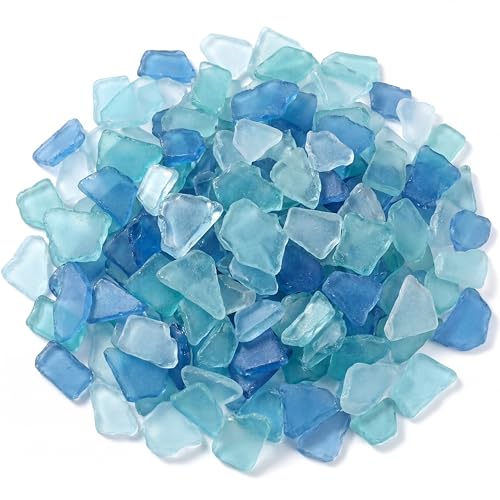 Jetec Sea Glass for Crafts Pieces Seaglass Decor Flat Frosted Sea Glass Ornaments Vase Filler Crushed for Beach Wedding Party Decor Home Aquarium DIY Craft Supplies,11 oz(Blue, White, Green) - color: Blue, White, Green, size: 11 Ounce (Pack of 1)