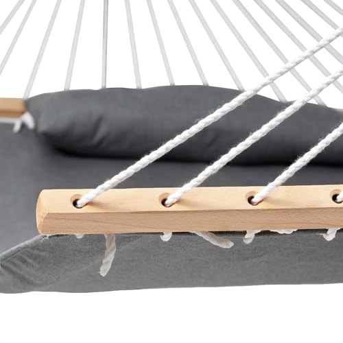 Lazy Daze Hammocks 12 FT Sunbrella Fabric Hammock Non-Fading with Spreader Bars and Free Pillow Fits for 2 Persons, All Weather and Fade Resistant for Patio Yard, 450 lbs Capacity, Cast Slate - color: Cast Slate