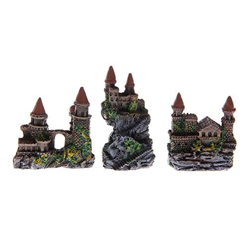 Aquarium Castle Decoration Small Resin Castles Hideouts Stone Cave Hide House Fish for Tank Accessories for Betta Shrimp Aquarium Soil